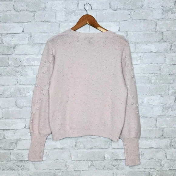 AQUA Cashmere Popcorn Cable Cashmere Sweater Size Medium Heathered Pastel Pink - Picture 7 of 9